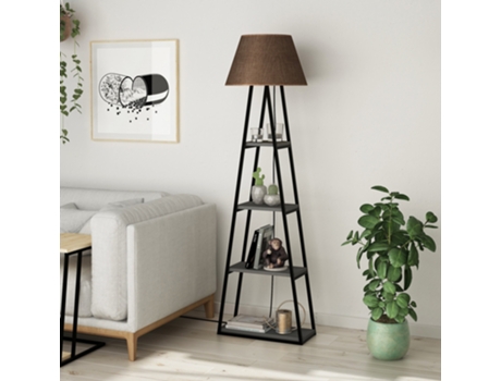 Luminária De Pé Pal 50x22x165 Cm Antracite E Marrom Design Boho Industrial Leve Me Contigo