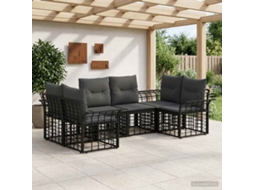 Vidaxl Conjunto De Sofás Para Exterior 6 Pcs Preto E Cinza Escuro