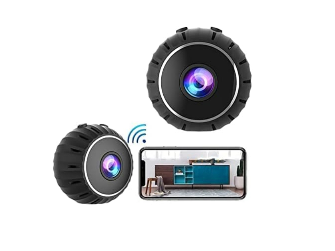 Minicâmera espiã Bestvite para casa, câmera oculta Wi-Fi HD 1080P com visão noturna, detecção de movimento, áudio/vídeo (preta)