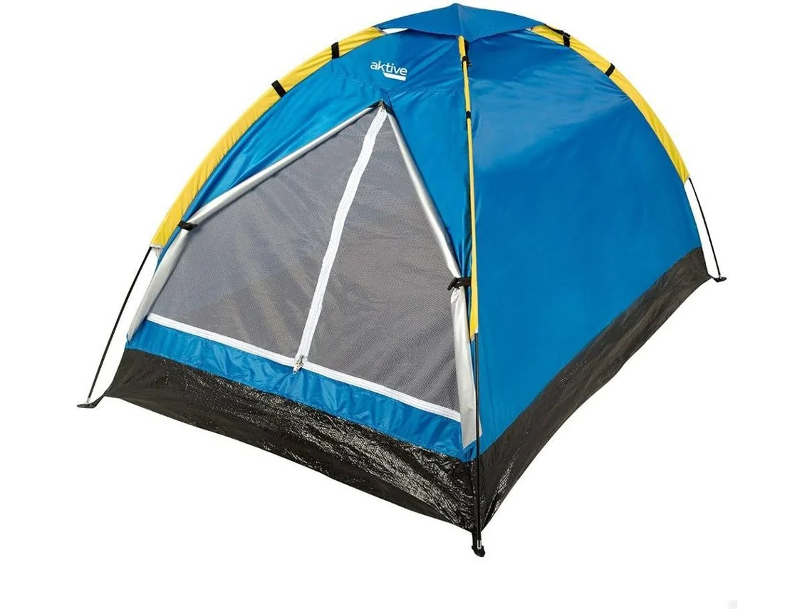 Tenda de Campismo AKTIVE 2 Pessoas (Outlet Caixa Aberta - 120 x 200 x 100 cm - Amarela)
