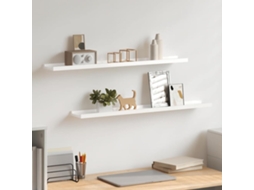 Vidaxl Prateleiras De Parede 2 Pcs 80x9x3 Cm Branco Brilhante