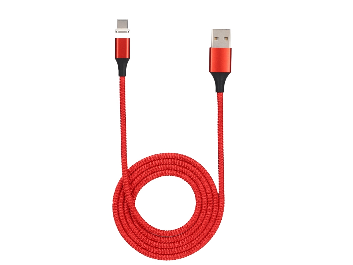 Cabo de dados nylon trançado USB-C vermelho, carregamento rápido magnético, EOOCOO