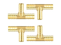 Conector De Mangueira De Latão 3 Vias 4pcs 8mm Para Ar Compresso Óleo Gás E Combustível