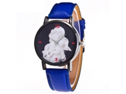 Relógio Casual Vintage Zhoulianfa Pulseira Couro Pu Quartz Azul