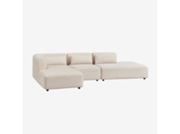 Sklum Sofá Modular Chaise Longue Esquerdo De 3 Peças Com Divã Fogler Poliéster  Bombazina Crema Linho