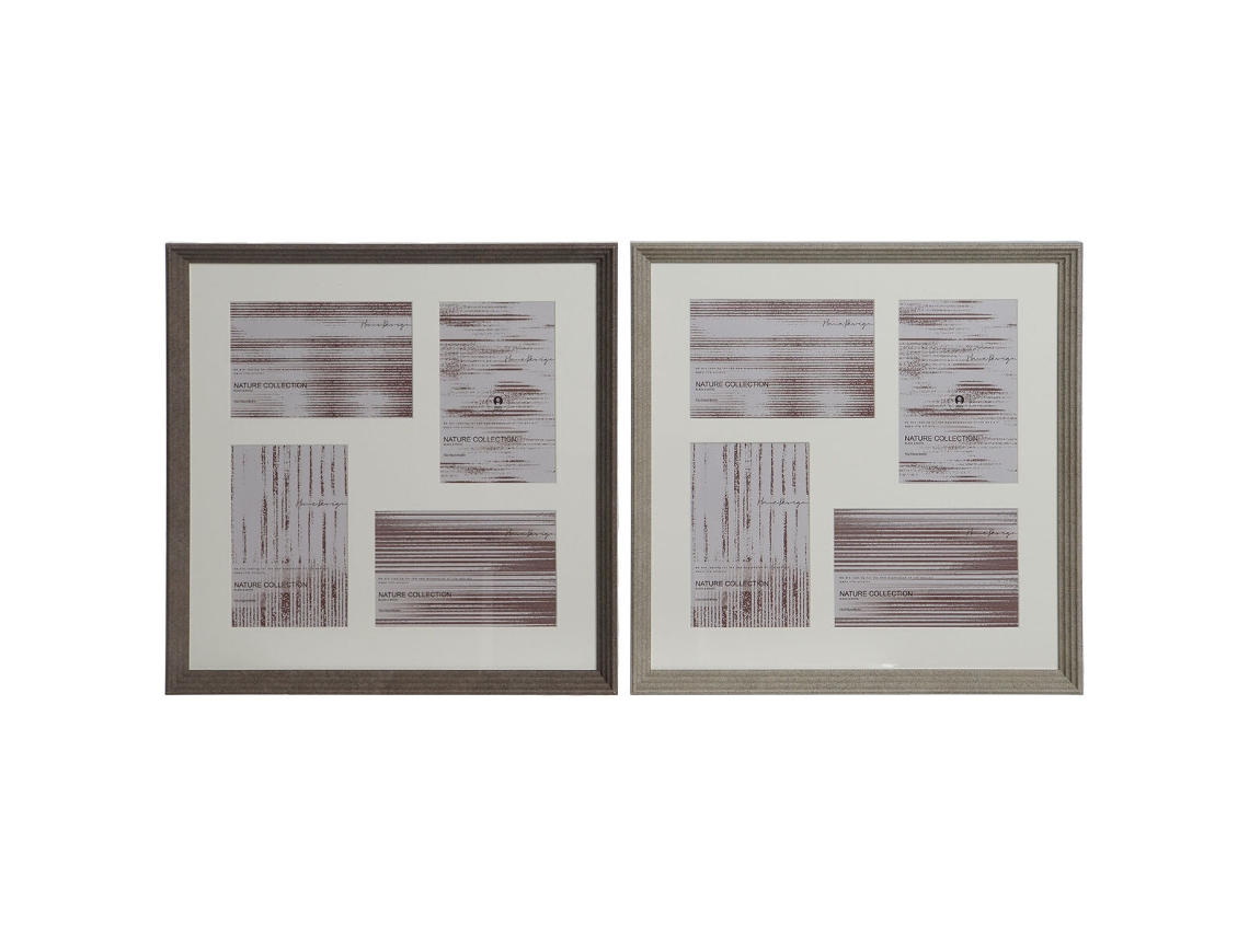 Moldura de Fotos HOME ESPRIT Castanho Natural Cristal poliestireno Urbana 34 x 3 x 34 cm (2 Unidades)