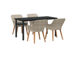 Vidaxl Conjunto de Jantar para Jardim 5 Pcs Cinzento claro Vime Pe