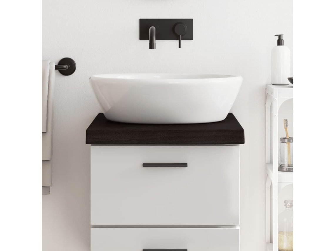 Vidaxl Bancada P/ Wc 40x60x(2-6)cm Madeira Tratada Maciça Castanho