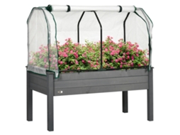 Mesa de Cultivo com Estufa, suporte para Plantas, Madeira e PE,121x55x117cm,Escura | S/MARCA