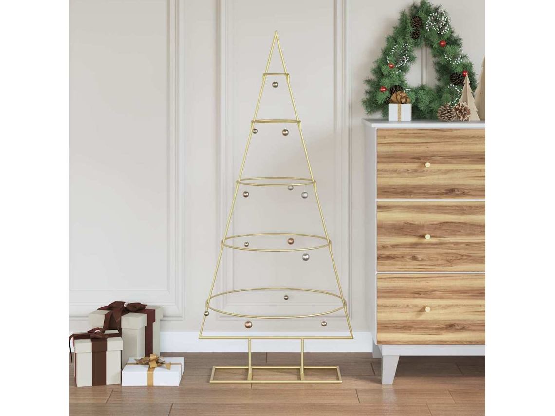 Vidaxl Árvore De Natal De Metal Ouro 125 Cm Aço Com Revestimento Em Pó