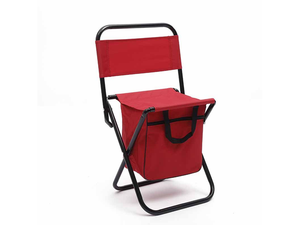 Cadeira de Camping Dobrável Portátil para Lazer Ao Ar Livre, Pesca, com Bolsa de Transporte Vermelha. AQUAFORGE