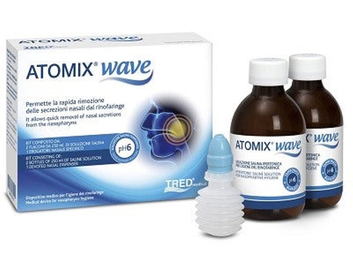 Atomix Wave Dispositivo Para Higiene Rinofaringea Atomix Solução Salina 250 Ml 2 Peças Terminal Nasal Ejetor A Sopro Tred