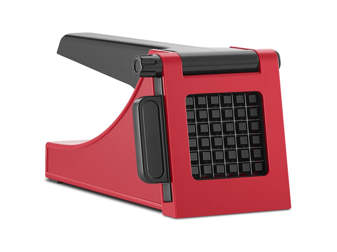 Cortador De Batatas Manual - Vermelho E Preto, Design Robusto, Para Cortar Batatas Fritas E Frutos Secos