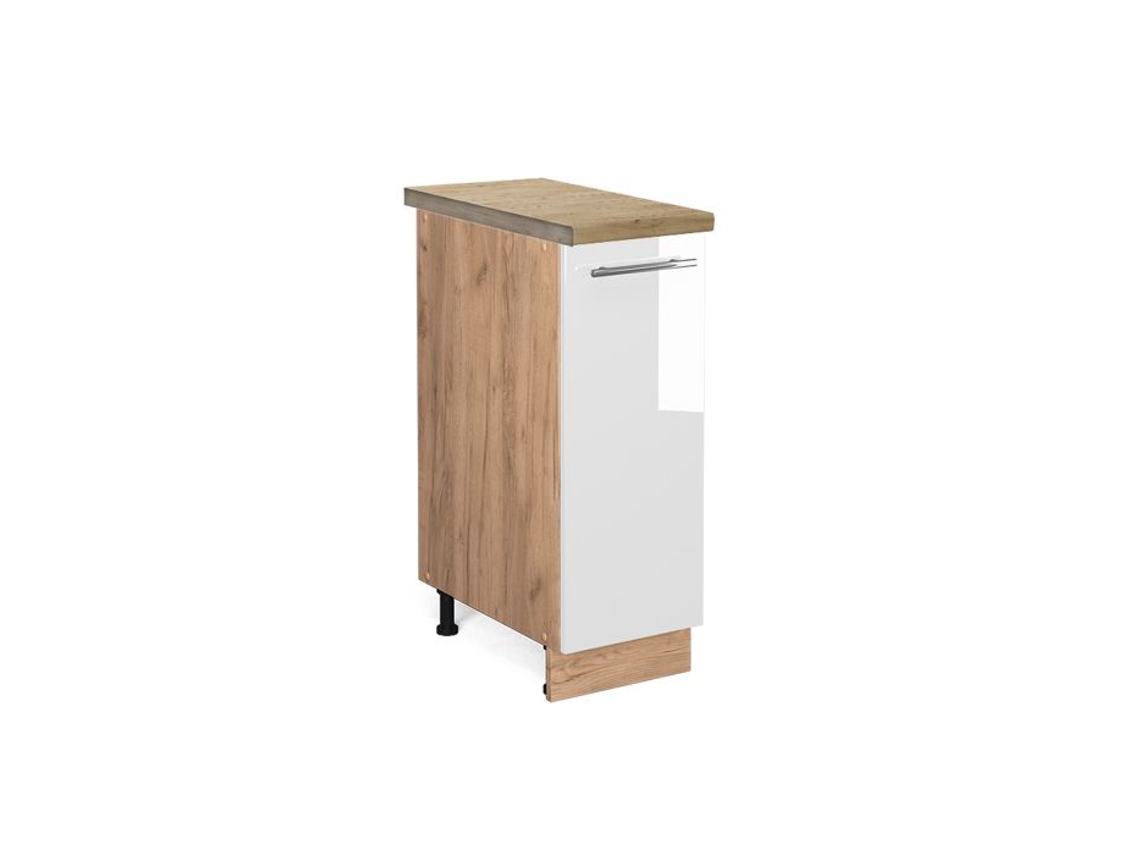 Móveis de cozinha Fame-Line, 30 cm, PT Carvalho, Branco Alto Brilho, Vicco