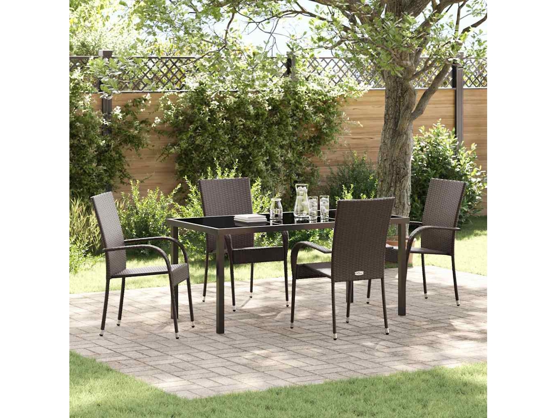 Vidaxl Conjunto de Jantar para Jardim 5 Pcs Castanho