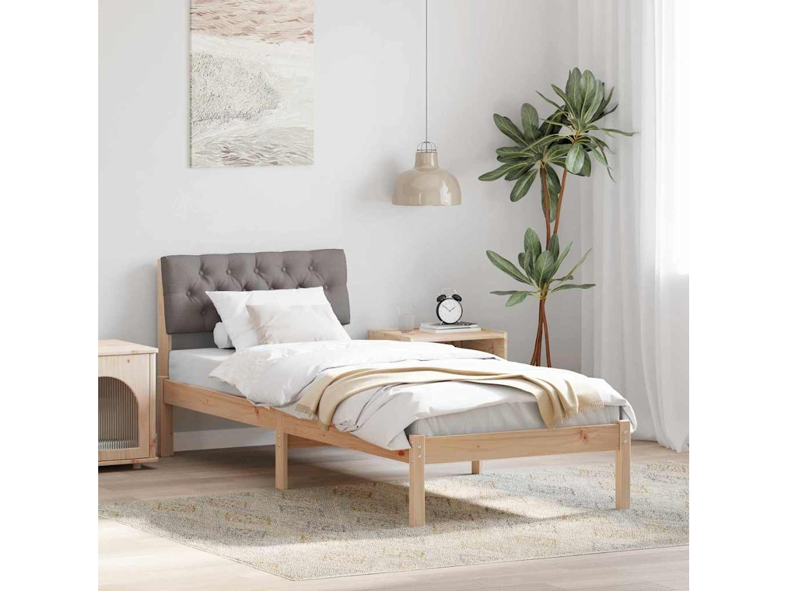 Vidaxl Estrutura Da Cama Com Cabeceira Marrom E Taupe 75 X 190 Cm