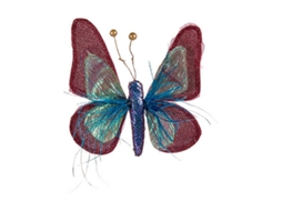Adorno Natalício Borboleta Azul Cor de Rosa 14 X 3 X 18 cm
