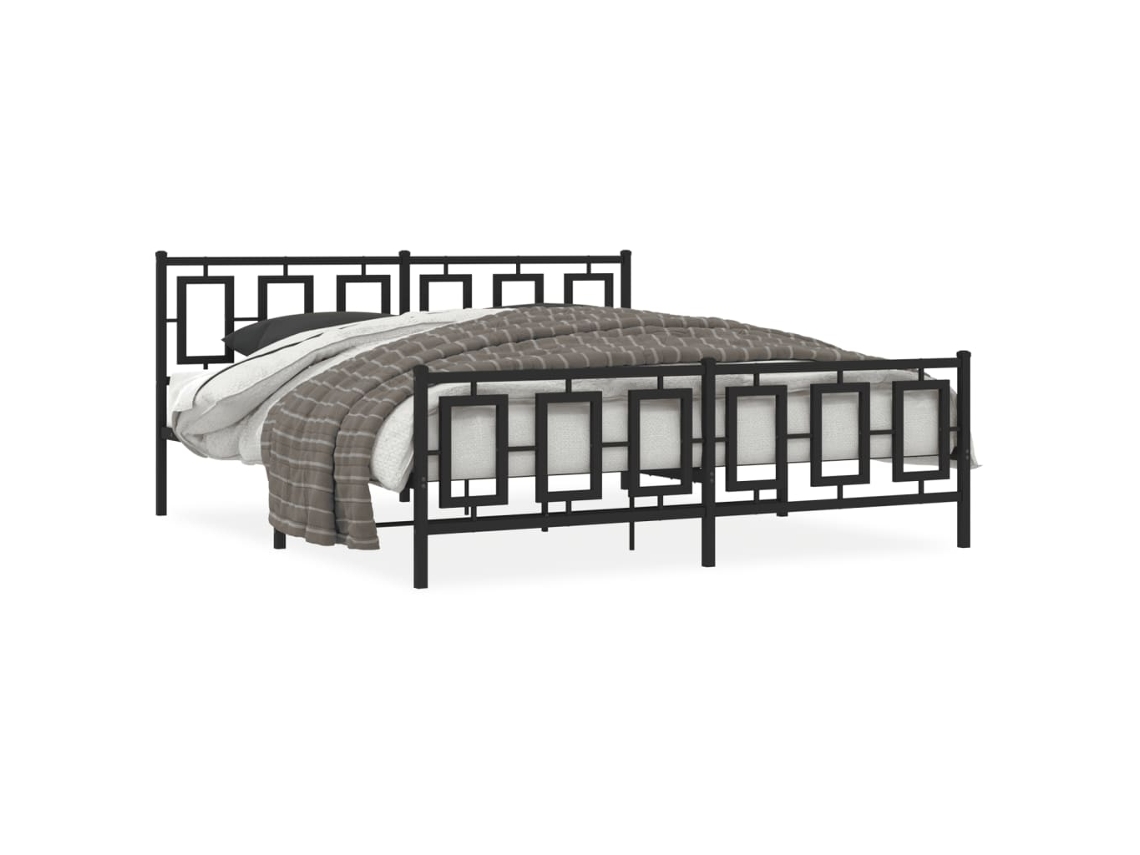 Bed Frame, Bed Frames Vidaxl Preto Aço (183 X 213 Cm)