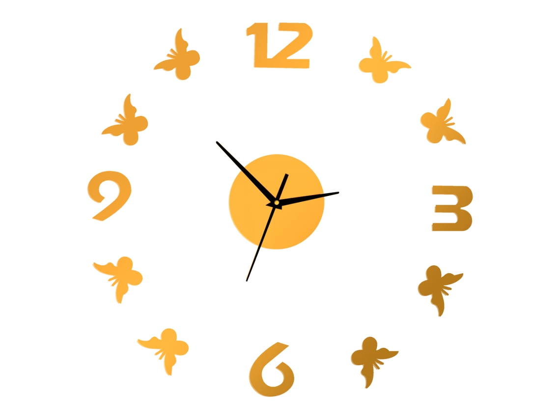 Relógio De Parede Borboleta (design Diy Em Espelho Acrílico) Eoocoo
