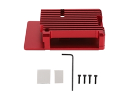 Carcasa De Liga De Alumínio Cnc Com Slot Externo, Enclosure Interno De Coluna Quente Para Raspberry Pi 4, Capa Vermelha Com Ventilador