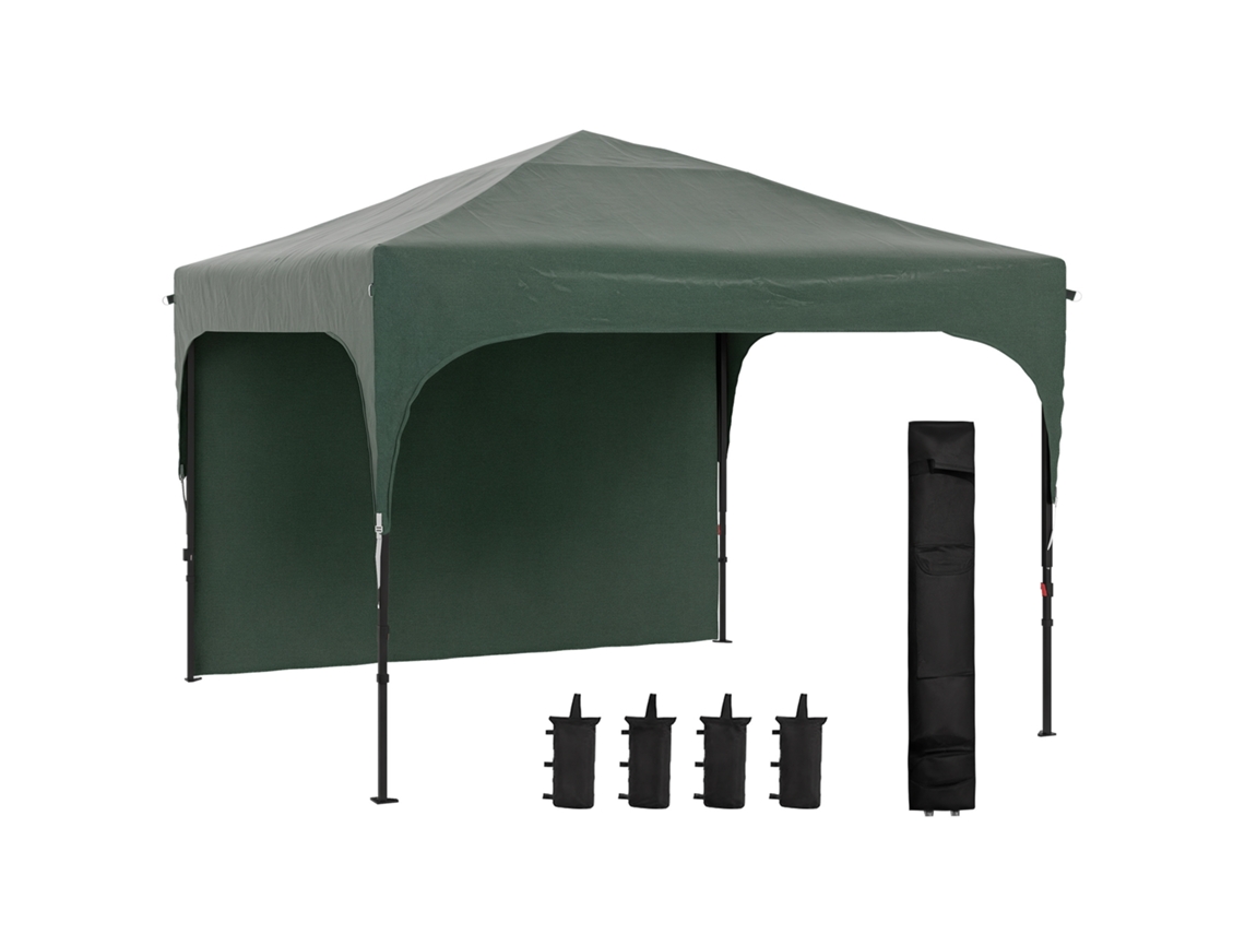 Tenda Dobrável com Altura Ajustável 3x3 M com Teto e Bolsa Verde S/MARCA