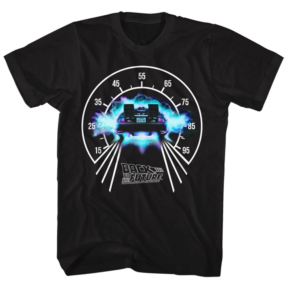 Rockinstone Back To The Future Movie Speedometer Black Adult T-shirt Size:m
