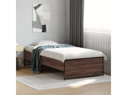 Vidaxl Estrutura De Cama Derivados De Madeira/metal Carvalho Castanho