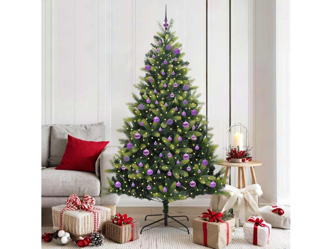 Vidaxl Árvore De Natal Artificial Articulada 300 Leds Verde 180 Cm
