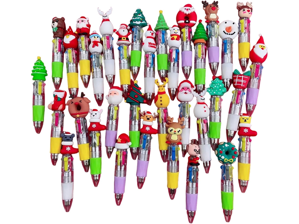 30 Canetas Natalinas 4 Em 1, Canetas Multicoloridas Com Tema Natalino