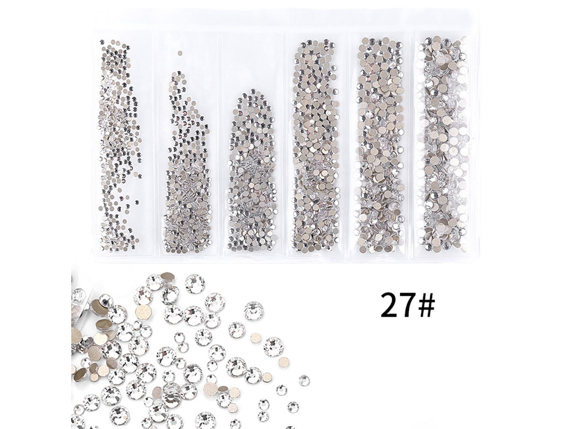 Piedras Rhinestones De Uñas Con 6 Rejillas Artístico Colorido Ferramenta Diy De Manicura