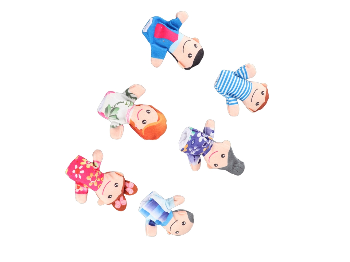 Primerox 6pcs Conjunto de Bonecos de Dedo de Pelúcia Fofos Família Props para Contar Histórias