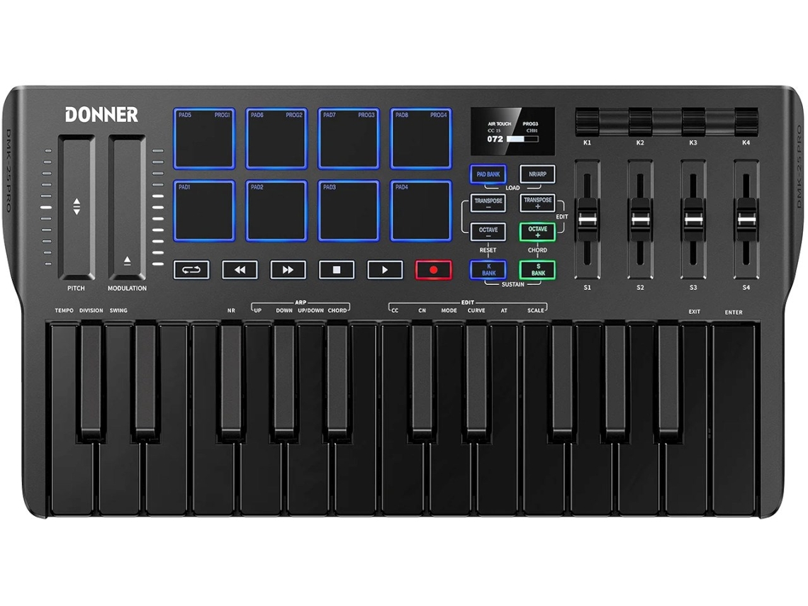 Teclado de controlo midi Donner Dmk 25 Pro Dnn