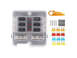Panel de Fusibles de 6 Vías Con Indicador Led, Tapa Impermeable Y Bus Negativo para Automóvel, Caminhão, Barco, Rv, Reboque Dc12v 24v