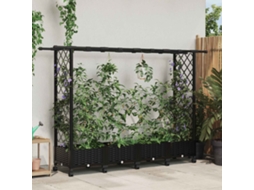 Vidaxl Cama Elevada Com Treliça E Telhado Preto 203 X 40 X 127 Cm Pp