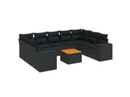 Garden Sofa Set, Garden Sofa Sets Vidaxl Preto Rattan / Vime (n/a)
