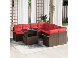 Vidaxl Conjunto De Sofá De Jardim 9 Unid. Castanho Vime Pe