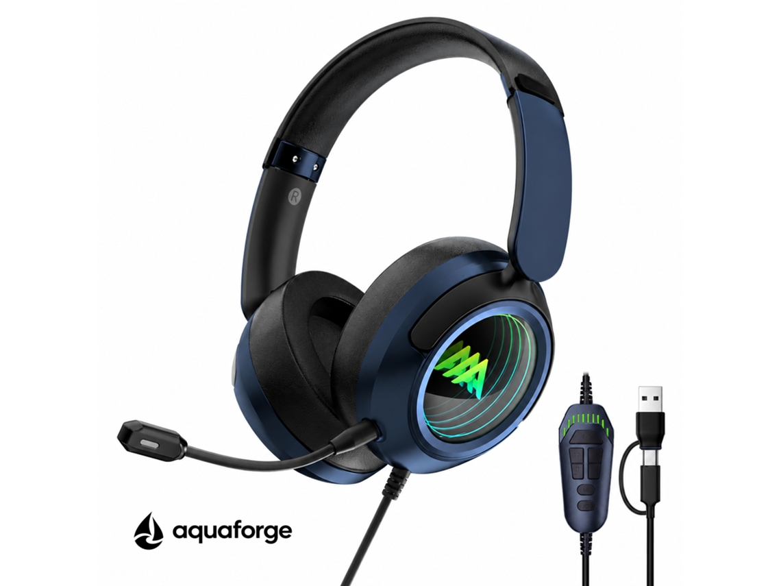 Headset Gaming Bluetooth Sem Fio Com Microfone Led Rgb Usb-c