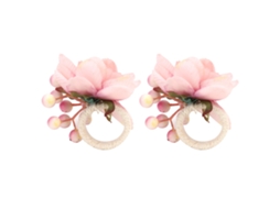 2 Unidades Prendedor Guardanapo Corda Cana Flor Rosa