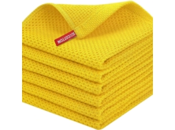Panos De Limpeza Quadrados Para Cozinha, Sem Fiapos, Altamente Absorventes 34 Cm X 34 Cm, Pacote Com 6 Unidades, Cor Amarela. Siurn
