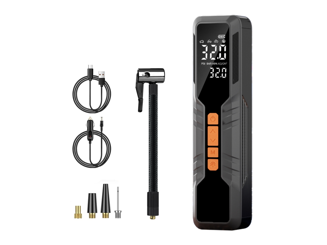 Inflador de pneus elétrico com manómetro digital, LED, bateria 6000mAh para carros, bicicletas, motas, bolas CZHHMART
