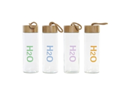 Garrafa de Vidro Dkd Home Decor Azul Verde Laranja Bambu 4 Pcs 580 Ml