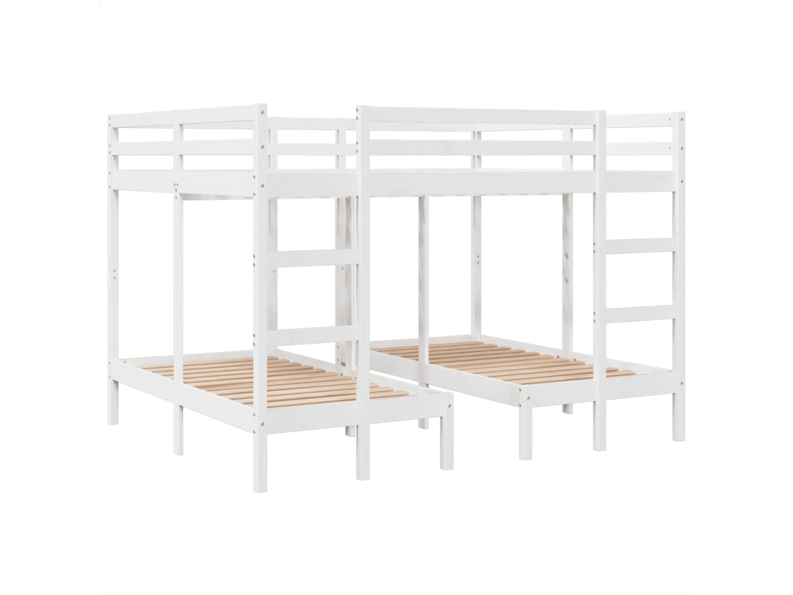 Beliche Triplo Madeira de Pinho Maciça Branco MAISON EXCLUSIVE (160x200/80x160 cm)