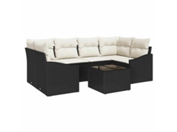 Maison Exclusive - Conjunto De Sofás Com Almofada 7 Pcs Preto E Creme Vime Pe