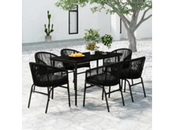 Vidaxl 7 Pcs Conjunto De Jantar Para Jardim Preto