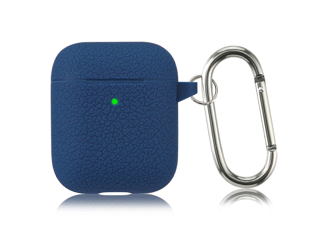 Capa protetora de silicone com textura de lichia, em cor sólida e design simples, com gancho, para fones de ouvido AirPods 1/2. GIECY