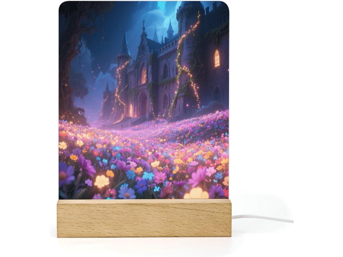 Luminária noturna de LED com design de Castelo Misterioso e base para banheiro, corredor, quarto e sala de estar.