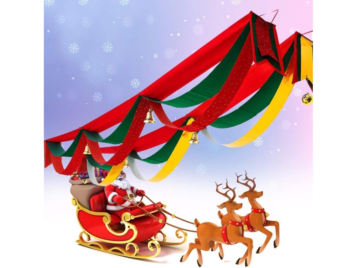 Decoração de Ondas, Decoração de Bandeira para Árvore, Pingente para Presente, Sino, Comprimento 5m, Largura 20cm