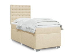 Vidaxl Cama Com Molas/colchão 90x190 Cm Tecido Cor Creme