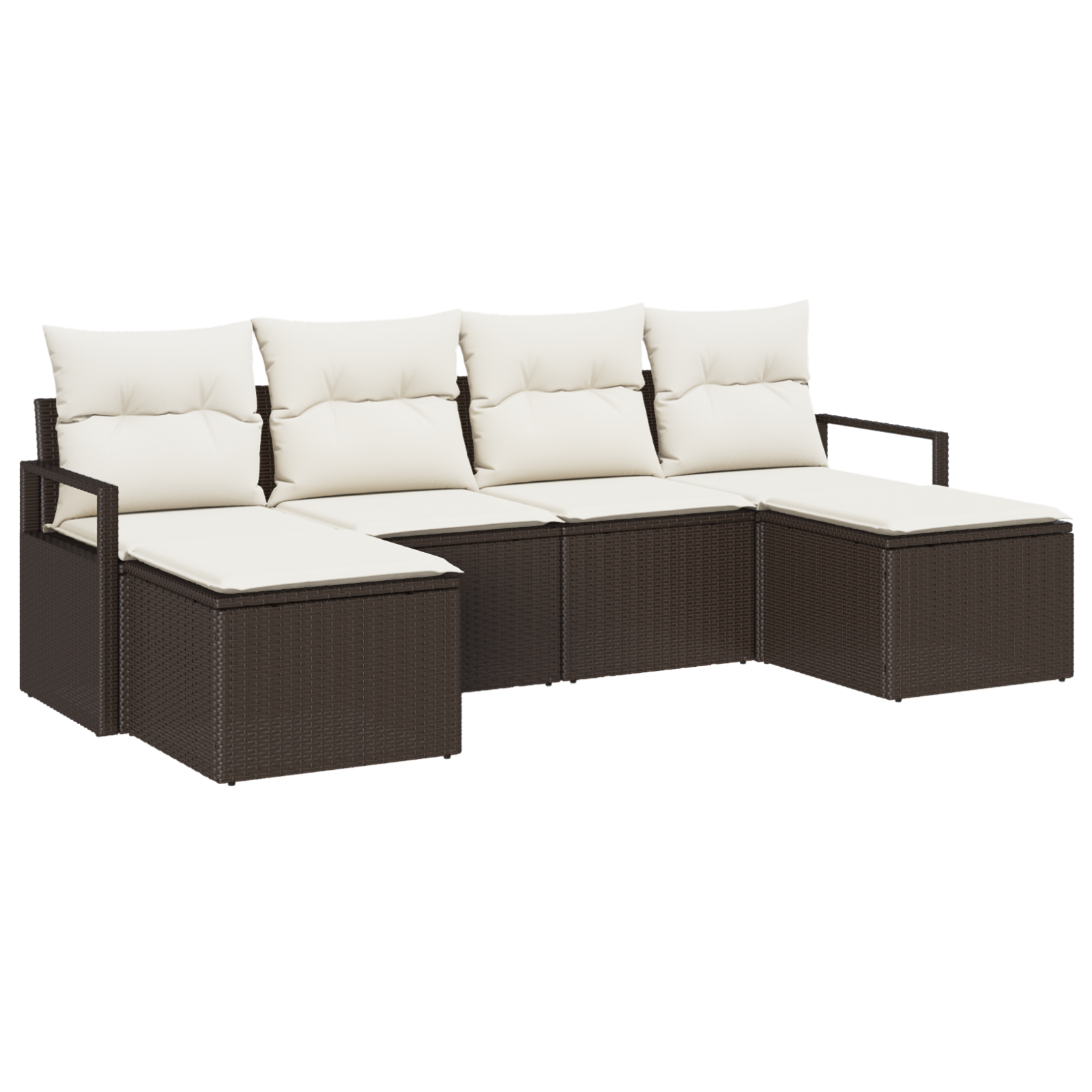 Conjunto 6 Sofá Exterior Vidaxl Castanho Vime Pe (230 X 117 X 85 Cm)