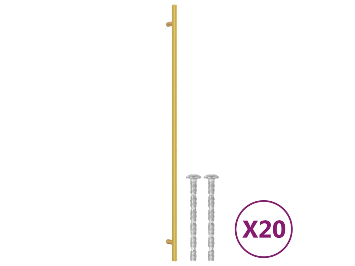 Conjunto 20 Puxadores para móveis VIDA XL aço inoxidável dourado(480 mm)